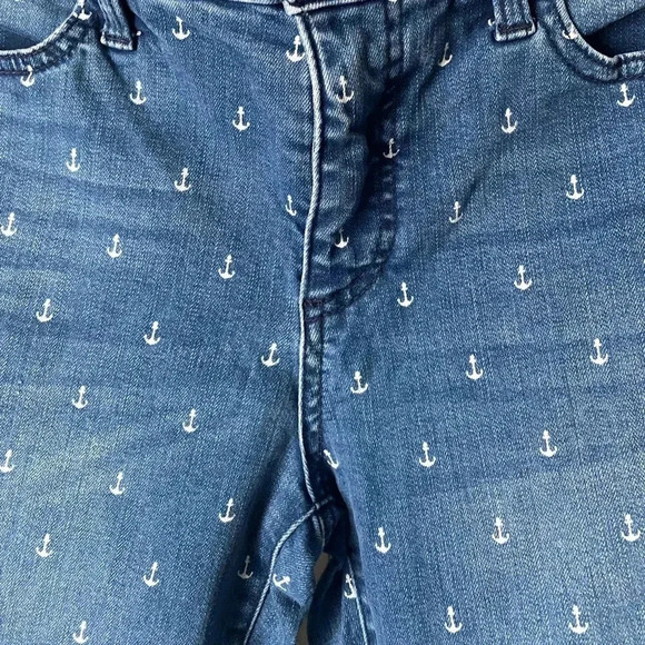 TALBOTS | Blue Denim Flawless Slim Ankle Anchor Print Mid-rise Jeans Size 6 - Picture 7 of 9